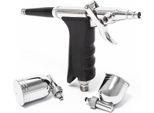 Pistola Ad Aerografo Wiltec Tipo 116 LN-116K Con Funzione A Doppia Azione, Ago E Ugello Ø 0,3 Mm, 2 Tazze Di Colore, Adattatore Per Modellismo, Nail Art Ecc.
