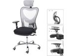 Sedia Da Ufficio HWC-F13, Sedia Da Scrivania Girevole, Funzione Scorrevole Portata 150 Kg Tessuto/Tessuto ~ Nero/Grigio