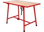 Banco Da Lavoro Wiltec 120 X 62,5 X 83 Cm Pieghevole, Tavolo Da Lavoro Pieghevole, Tavolo Da Lavoro Pieghevole Con Capacità Di Carico Fino A 300 Kg, Attrezzatura Da Officina In Acciaio E Legno