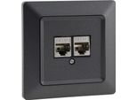 Presa Di Rete Chilitec Milos 2X CAT6 Incl. Telaio, Da Incasso, Antracite