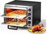 2-Etagen Pizza-Backofen 3000W mit Cordierit Stein für Pizza wie aus dem Steinofen Pizzaofen Backofen