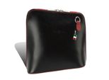 Firenze Vera Pelle Borsa Donna Mini Sera Nero Rosso Vacchetta 17X17X8 Compresa Etichetta Italia D2OTF109S