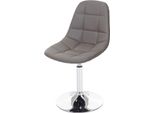 Sedia Da Sala Da Pranzo HWC-A60, Sedia Girevole, Design Retrò Anni '50 ~ Ecopelle Grigio Tortora, Base Cromata