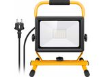 Goobay Faretto Da Cantiere A Led Con Supporto, 50 W Con 4250 Lm E Luce Bianca Fredda 6500 K Nero/Giallo