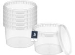 Benbow Secchio Con Coperchio 0,5L X5 Trasparente - Alimentare, Stabile, Ermetico, A Tenuta Stagna, Inodore - Secchio In Plastica Con Manico - Vuoto