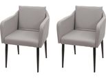 Set Di 2 Sedie Per Sala Da Pranzo HWC-H93, Sedia Da Cucina Poltroncina Sedia ~ Pelle Finta Taupe-Grigio