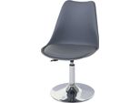 Sedia Girevole Malmö T501, Sedia Da Cucina, Regolabile In Altezza, Pelle Finta ~ Grigio Scuro, Base Cromata