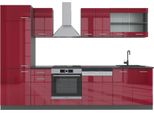 Vicco Cucina Componibile R-Line, 300 Cm , Pl Antracite, Rosso Lucido/Antracite/Antracite