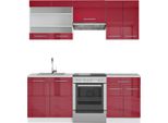 Vicco Cucina Componibile Fame-Line, 200 Cm , Pt Marmo, Bordeaux Lucido/Bianco