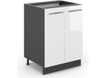 Vicco Mobiletto Base Cucina Fame-Line, 60 Cm Senza Piano Di Lavoro, Bianco Lucido/Antracite