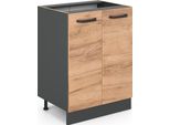 Vicco Mobiletto Base Cucina R-Line, 60 Cm Senza Piano Di Lavoro, Quercia Dorata/Antracite