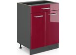Vicco Mobiletto Base Per Cucina R-Line, 60 Cm Con Cassetto, Senza Piano Di Lavoro, Rosso Lucido/Antracite