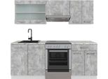 Vicco Cucina Componibile R-Line, 200 Cm Con Piano Di Lavoro, Cemento/Bianco