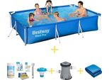Piscina Bestway - Steel Pro - 300 X 201 X 66 Cm - Include Pacchetto Di Manutenzione Ways, Pompa Filtro E Telo Di Fondo