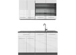 Vicco Cucina Completa Fame-Line, 140 Cm Senza Piano Di Lavoro, Bianco Lucido/Antracite