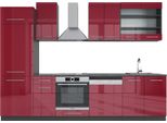 Vicco Cucina Componibile Fame-Line, 300 Cm , Pt Antracite, Bordeaux Lucido/Antracite