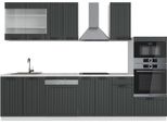 Vicco Cucina Componibile Fame-Line, 300 Cm Con Armadio Alto, Pt Marmo, Antracite Casa Di Campagna/Bianco