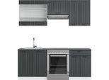 Vicco Cucina Componibile Fame-Line, 200 Cm Senza Piano Di Lavoro, Antracite Casa Di Campagna/Bianco