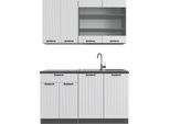 Vicco Cucina Completa Fame-Line, 140 Cm Senza Piano Di Lavoro, Bianco Casa Di Campagna/Antracite