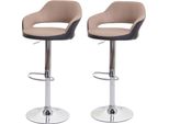 Set Di 2 Sgabelli Da Bar HWC-F16, Sgabello Da Banco Girevole, Con Schienale In Similpelle ~ Taupe-Nero