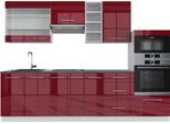 Vicco Cucina Componibile Fame-Line, 280 Cm , Pt Antracite, Bordeaux Lucido/Bianco