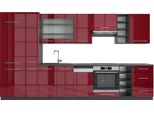 Vicco Cucina Componibile Fame-Line, 355 Cm , Pt Antracite, Bordeaux Lucido/Antracite/Antracite