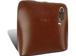 Florence Borsa Da Donna In Vera Pelle Mini Borsa Da Sera Marrone, Vacchetta Marrone Scuro 17X17X8 Incluso Ciondolo Italiano D2OTF109N