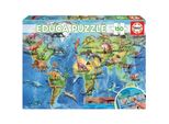 Educa Puzzle Mappa Del Mondo Con Dinosauri 150 Pezzi