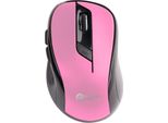 Mouse C-TECH WLM-02P, Nero E Rosa, Senza Fili, 1600DPI, 6 Pulsanti, Nano-Ricevitore Usb