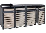 Contenitore Per 4 Cassonetti HWC-J81, Cassonetto Estraibile, Metallo 100 Kg, Antracite ~ Faggio Marrone Chiaro