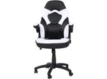 Sedia Da Ufficio HWC-K13, Sedia Girevole Da Gioco, Ergonomica, Bracciolo Regolabile, Pelle Finta ~ Bianco-Nero
