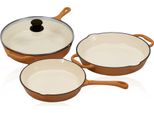 Set Di Padelle Mahlzeit 3 Pezzi, Ø 24 Cm, Ø 29,5 Cm, Ø 29 Cm, Sunny Orange, Padella In Ghisa