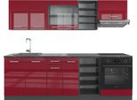 Vicco Cucina Componibile R-Line, 240 Cm , Pl Antracite, Rosso Lucido/Antracite/Antracite