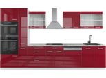 Vicco Cucina Componibile R-Line, 350 Cm Con Armadio Alto, Senza Piano Di Lavoro, Rosso Lucido/Bianco/Bianco