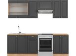Vicco Cucina Componibile Fame-Line, 240 Cm , Pt Rovere, Antracite Country House/Oro Kraft Oak