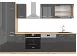 Vicco Cucina Componibile R-Line, 300 Cm , Pt Rovere, Antracite Lucido/Oro Power Oak