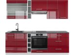 Vicco Cucina Componibile Fame-Line, 235 Cm , Pt Antracite, Bordeaux Lucido/Bianco