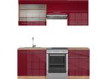 Vicco Cucina Componibile Fame-Line, 200 Cm , Pt Rovere, Bordeaux Lucido/Rovere Dorato