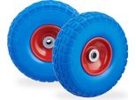 Relaxdays 4 X Ruote Per Carrelli Manuali Pu Blu-Rosso