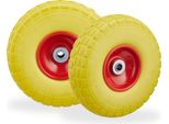 Relaxdays 8 X Ruote Per Carrelli Manuali Pu Giallo-Rosso