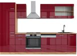 Vicco Cucina Componibile R-Line, 300 Cm , Pl Rovere, Rosso Lucido/Rovere Dorato/Quercia Dorata