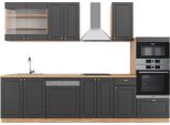 Vicco Cucina Componibile Fame-Line, 300 Cm Con Armadio Alto, Pt Rovere, Antracite Country House/Oro Kraft Oak