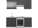 Vicco Cucina Componibile Fame-Line, 200 Cm , Pt Marmo, Antracite-Oro/Bianco