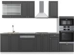 Vicco Cucina Componibile Fame-Line, 300 Cm Con Armadio Alto, Pt Antracite, Antracite-Oro/Bianco