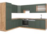 Vicco Cucina Angolare Completa Fame-Line, 227 X 287 Cm , Pt Rovere, Quercia Verde-Oro Country/Oro Power