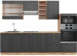 Vicco Cucina Componibile Fame-Line, 280 Cm Senza Piano Di Lavoro, Antracite Country House/Oro Kraft Oak