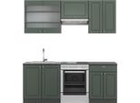 Vicco Cucina Componibile Fame-Line, 200 Cm Senza Piano Di Lavoro, Verde-Oro Country House/Antracite