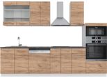 Vicco Cucina Componibile Fame-Line, 300 Cm Con Armadio Alto, Pt Antracite, Quercia Dorata/Bianco