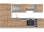 Vicco Cucina Componibile Fame-Line, 355 Cm , Pt Marmo, Quercia Dorata/Bianco/Bianco