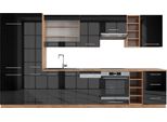Vicco Cucina Componibile Fame-Line, 355 Cm , Pt Rovere, Antracite Lucido/Oro Power Oak/Quercia Dorata